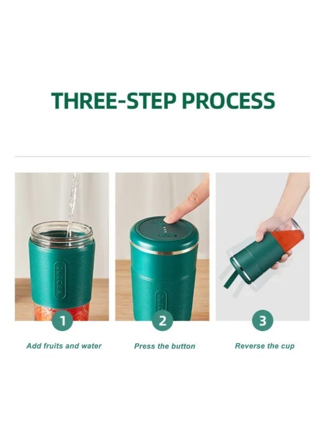 Chabeia Portable Blender, Personal Size Juicer Cup Shakes and Smoothies Travel Mini Mixer with 1200mah USB Rechargeable 3d 6 Blades Handheld Use in Sports Gym Outdoors （Green） - Image 4